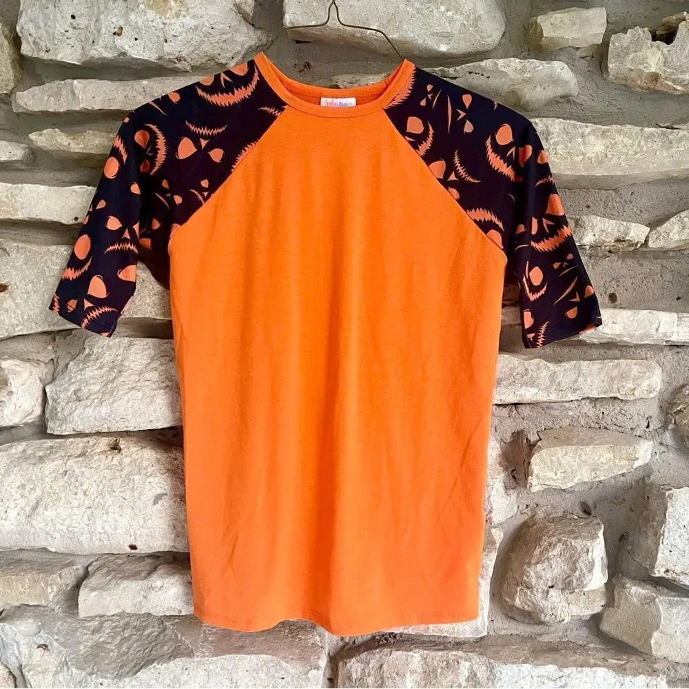 Lularoe Girls Top Halloween Skeleton‎ Size 10 Youth Jack Skellington Raglan